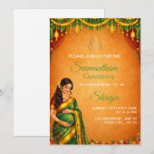 Indian Seemantham Ceremony Invitation Card 招待状 (正面/裏面)