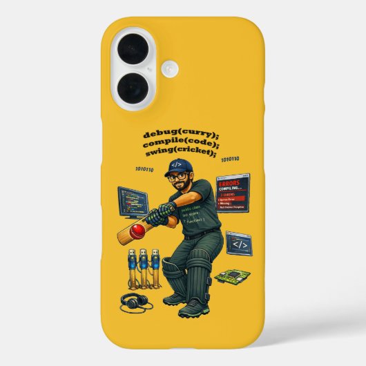 Indian Software Engineer Coder Playing Cricket URM Case-Mate iPhoneケース (裏面)