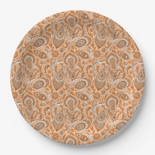 Indian style paisley floral seamless pattern ペーパープレート (正面)