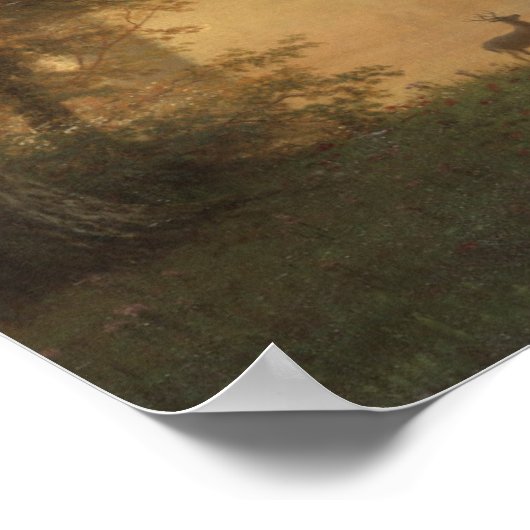 Indian Sunset Deer by a Lake ポスター (角)