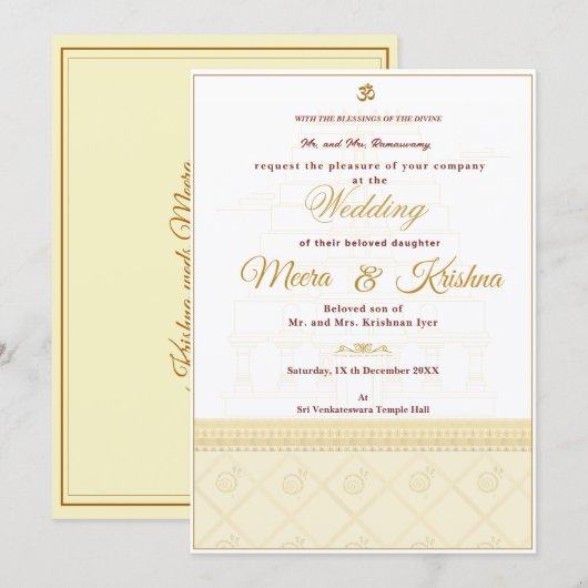  Indian Temple Wedding Invitation  招待状 (正面/裏面)