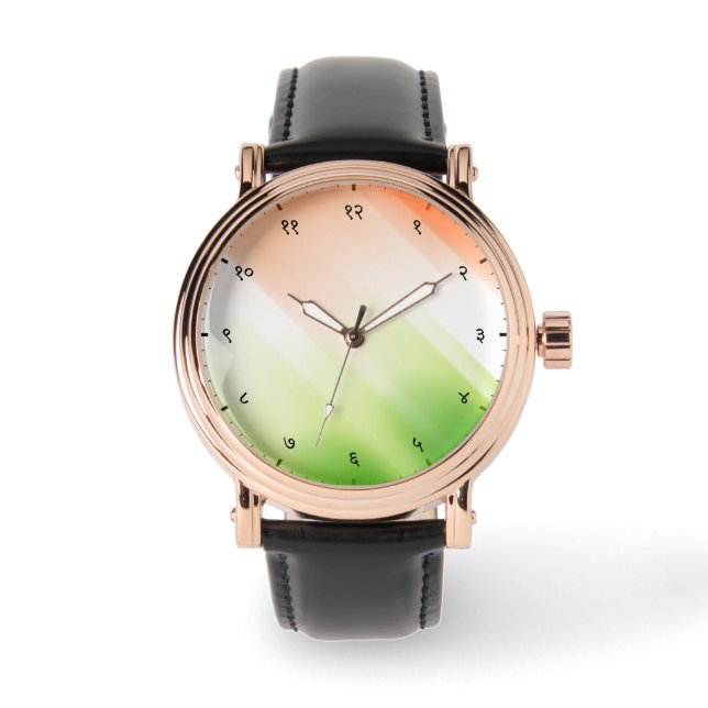 Indian Tricolor Flag with Hindi Sanskrit Numerals 腕時計 (正面)