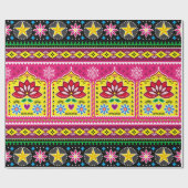 Indian truck art floral seamless folk art pattern, ラッピングペーパー (フラット)