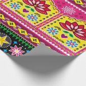 Indian truck art floral seamless folk art pattern, ラッピングペーパー (角)