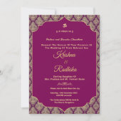 Indian wedding ethnic luxury Hindu invitation 招待状 (正面)