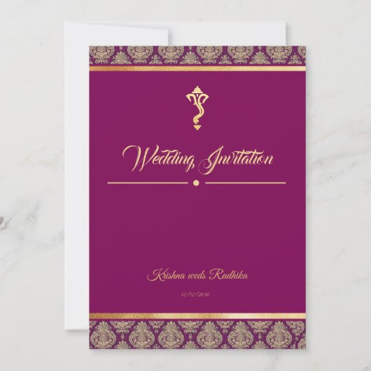 Indian wedding ethnic luxury Hindu invitation 招待状 (裏面)