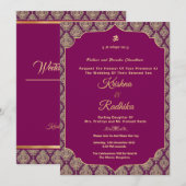 Indian wedding ethnic luxury Hindu invitation 招待状 (正面/裏面)