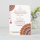 Indian wedding ethnic luxury Hindu invitation 招待状 (スタンド正面)