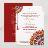 Indian wedding ethnic luxury Hindu invitation 招待状 (正面/裏面)