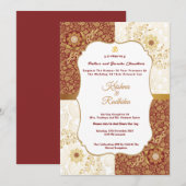 Indian wedding ethnic luxury Hindu invitation 招待状 (正面/裏面)