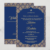 Indian wedding ethnic luxury Hindu invitation 招待状 (正面/裏面)
