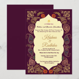 Indian wedding ethnic luxury Hindu invitation 招待状