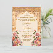 Indian wedding ethnic luxury invitation 招待状 (スタンド正面)