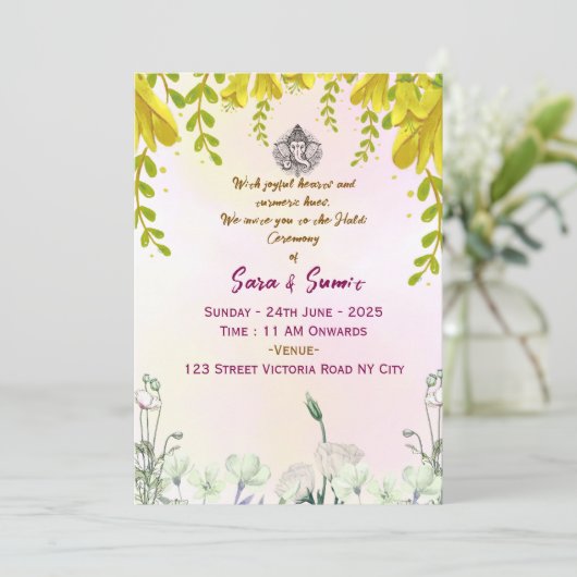 Indian Wedding Haldi Ceremony Invitations  招待状 (スタンド正面)