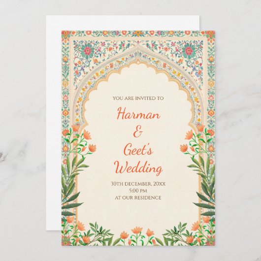 Indian Wedding invitation Hindu Wedding card 招待状 (正面/裏面)