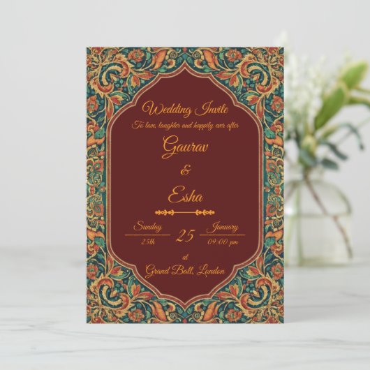 Indian Wedding Invitation (Mughal Version) 招待状 (スタンド正面)
