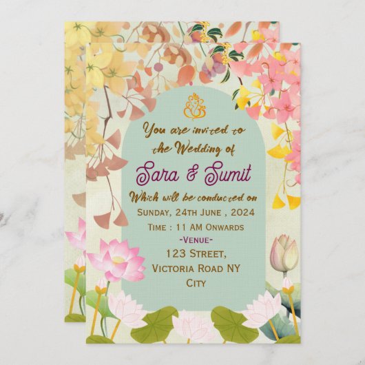 Indian Wedding Invitations  招待状 (正面/裏面)