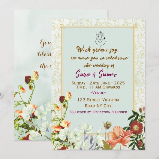 Indian Wedding Invitations  招待状 (正面/裏面)