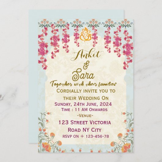 Indian Wedding Invitations  招待状 (正面/裏面)