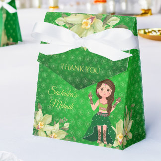 Indian wedding Mehndi green cartoon favor フェイバーボックス