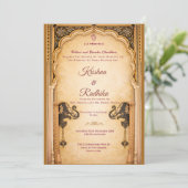 Indian wedding Royal ethnic luxury invitation 招待状 (スタンド正面)