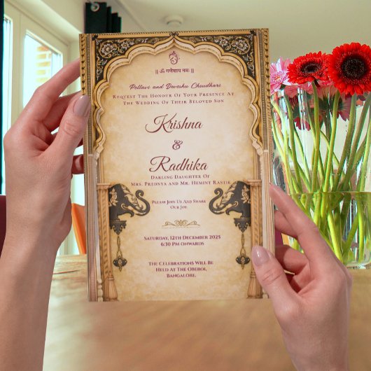 Indian wedding Royal ethnic luxury invitation 招待状
