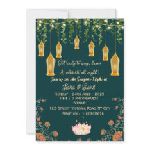 Indian Wedding Sangeet Night Ceremony Invitations 