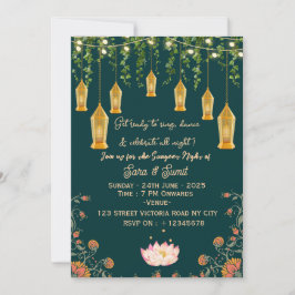 Indian Wedding Sangeet Night Ceremony Invitations  招待状