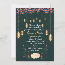 Indian Wedding Sangeet Night Ceremony Invitations  招待状