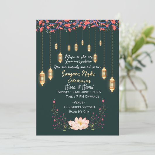 Indian Wedding Sangeet Night Ceremony Invitations 招待状 (スタンド正面)