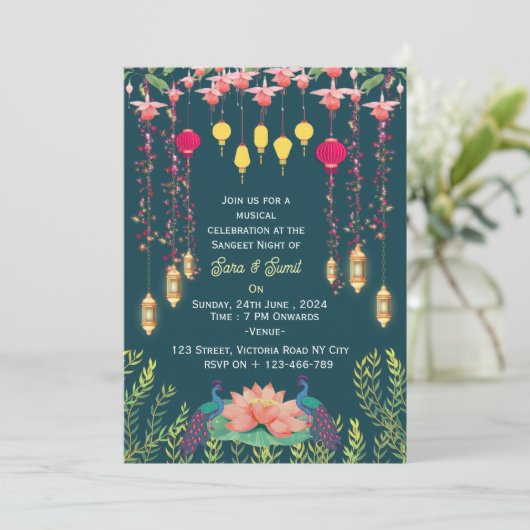 Indian Wedding Sangeet Night Invitations  招待状 (スタンド正面)