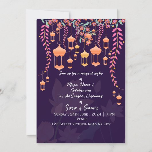 Indian Wedding Sangeet Night Invitations  招待状 (正面)