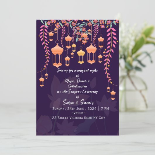 Indian Wedding Sangeet Night Invitations  招待状 (スタンド正面)