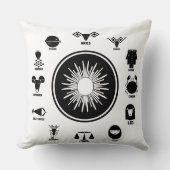 Indian Zodiac - 12 Vedic Signs in Geometric Style クッション (正面)