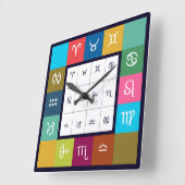 Indian Zodiac - 12 Vedic Signs with Sacred Colors スクエア壁時計 (傾斜)