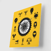 Indian Zodiac Geometric - 12 Vedic Signs スクエア壁時計 (傾斜)