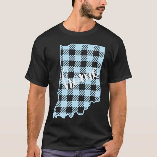 Indiana Buffalo Plaid Home State Country Blue West Tシャツ (正面)