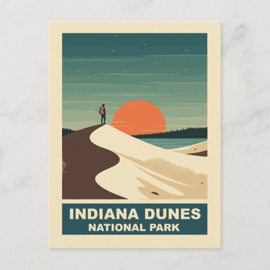 Indiana Dunes National Park Hiker Backpacker シーズンポストカード (正面)