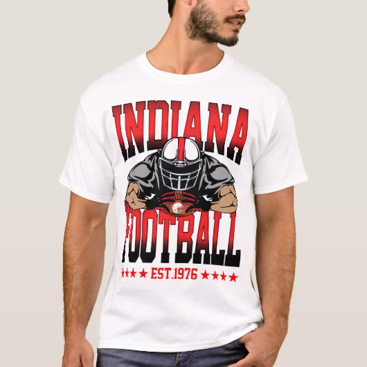 Indiana Football Player Graphic Sport T-Shirt Tシャツ (正面)