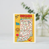  Indiana Hoosier Map Postcard ポストカード (スタンド正面)