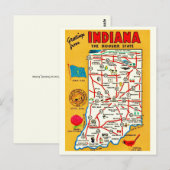  Indiana Hoosier Map Postcard ポストカード (正面/裏面)