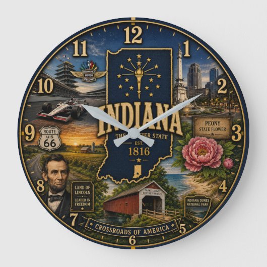 Indiana Hoosier State ラージ壁時計 (正面)