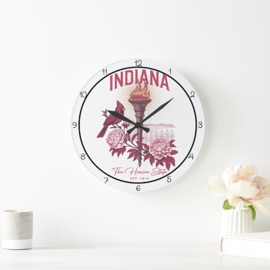 Indiana Hoosier State Wall Art ラージ壁時計 (ホーム)