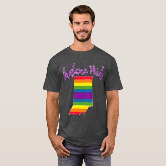 Indiana Pride with Rainbow Stripes Tシャツ (正面フル)