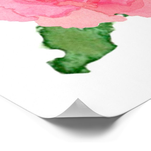 Indiana State Shape Hoosiers Cardinal Peonies  ポスター (角)