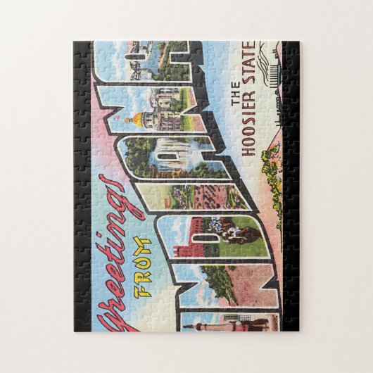 Indiana_Vintage旅行ポスターからの挨拶 ジグソーパズル (縦)