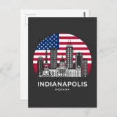 Indianapolis City Indiana American Flag ポストカード (正面/裏面)