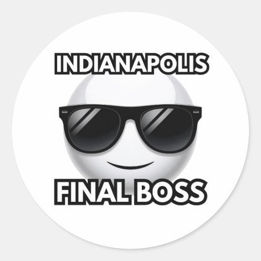 Indianapolis Final Boss Cool Emoji Sticker ラウンドシール (正面)