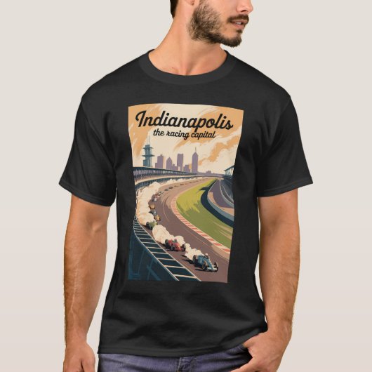 Indianapolis Illustration Travel Art Vintage Tシャツ (正面)