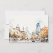 Indianapolis Indiana Landscape Watercolor Wedding 出欠カード (裏面)